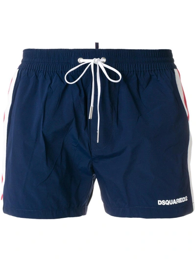Shop Dsquared2 Contrast Stripe Swim Shorts - Blue