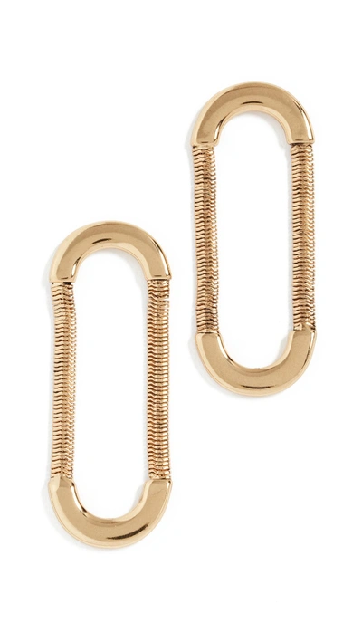 Shop Luv Aj The Snake Chain Loop Stud Earrings In Yellow Gold