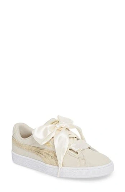 Shop Puma Basket Heart Sneaker In Birch/ White/ Team Gold