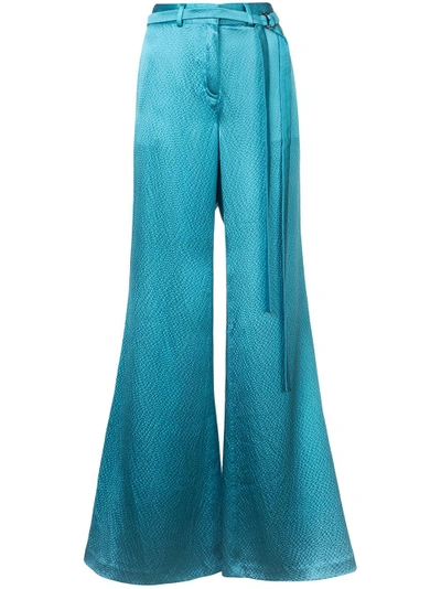 Shop Hellessy Plain Flared Trousers - Blue