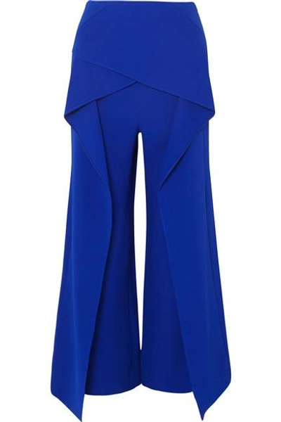Shop Roland Mouret Caldwell Layered Crepe Wide-leg Pants In Blue