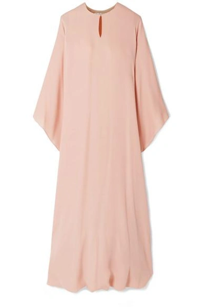 Shop Reem Acra Draped Silk-georgette Midi Dress In Blush