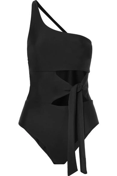 Shop Jade Swim Collision One-shoulder Cutout Swimsuit In Black
