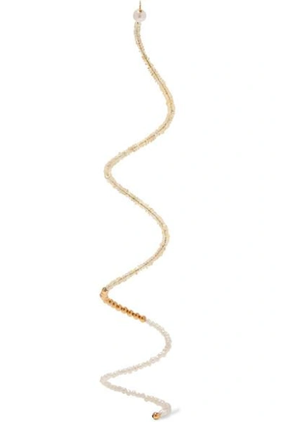 Shop Lucy Folk Snake Charmer Gold, Opal And Pearl Earring In White