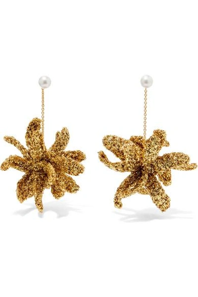 Shop Lucy Folk Spritz Gold-plated, Lurex And Pearl Earrings
