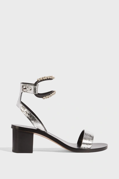 Shop Isabel Marant Jelipa Crystal-embellished Metallic Leather Sandals