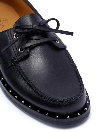Shop Valentino 'soul Rockstud' Ribbon Calfskin Leather Loafers