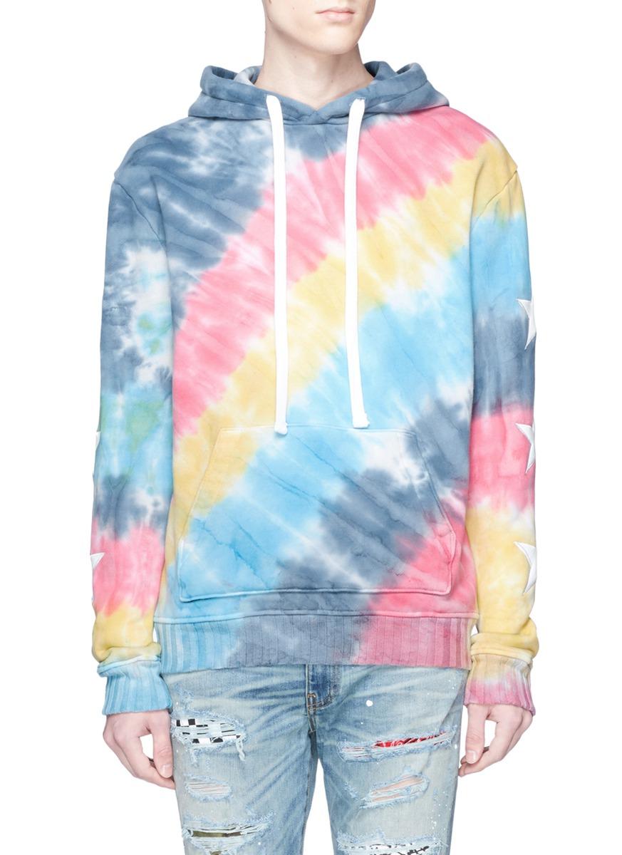 Amiri 真皮五角星衣袖扎染连帽卫衣 Modesens