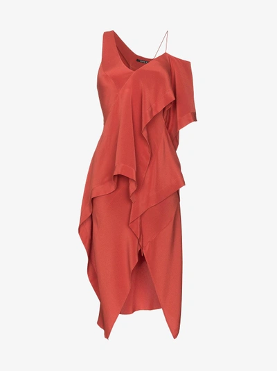 Shop Kitx Diversity Spiral Draped Silk Dress In Red