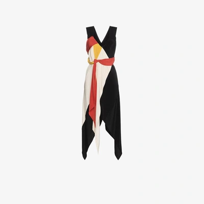 Shop Kitx Black And Red Diversity Spiral Draped Silk Dress In Multicolour