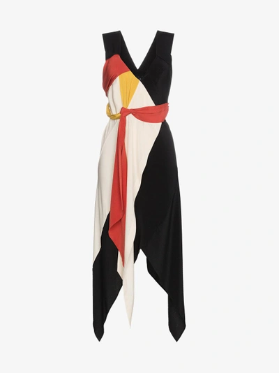 Shop Kitx Black And Red Diversity Spiral Draped Silk Dress In Multicolour