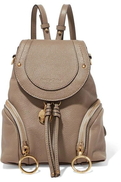 Shop See By Chloé Olga Small Textured-leather Backpack In Mushroom