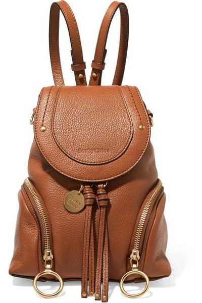 Shop See By Chloé Olga Small Textured-leather Backpack In Tan