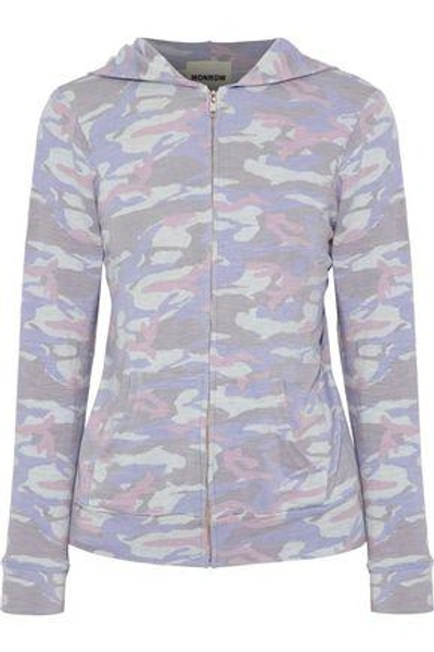 Shop Monrow Woman Printed Stretch-jersey Hooded Jacket Lavender