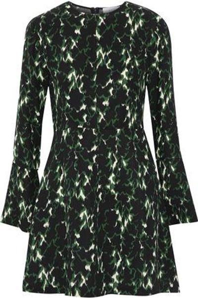 Shop A.l.c Trixie Printed Silk Mini Dress In Forest Green