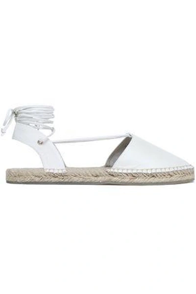 Shop Australia Luxe Collective Woman Lace-up Leather And Canvas Espadrilles White