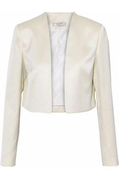 Shop Lanvin Woman Cropped Satin Blazer Ecru