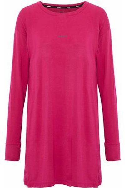 Shop Dkny Woman Stretch Modal-jersey Nightdress Bright Pink