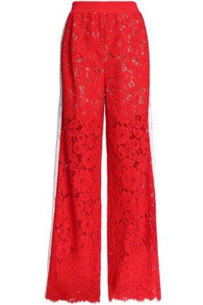 Shop Goen J Woman Corded Lace Wide-leg Pants Red