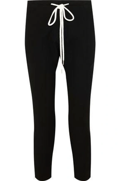Shop Bassike Woman Cotton-blend Tapered Pants Black