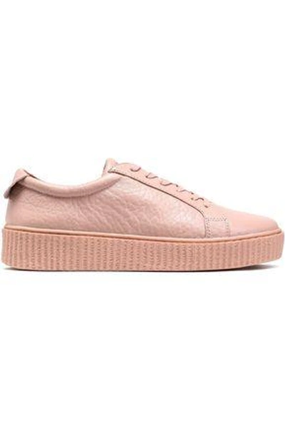 Shop Australia Luxe Collective Woman Textured-leather Sneakers Pastel Pink
