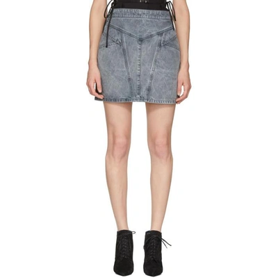 Shop Givenchy Grey Denim Lightning Miniskirt In 020 Grey