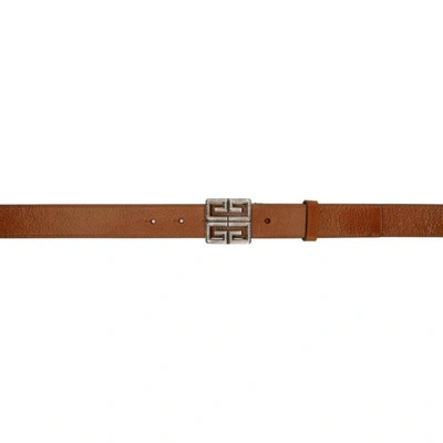 Shop Givenchy Brown 4g Engraved Belt