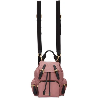 Shop Burberry Pink Small Nylon Rucksack In Mauve Pink