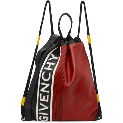 Shop Givenchy Black And Red Mc3 Drawstring Backpack In 973 Bk/wh/rd