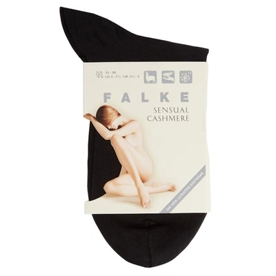 Shop Falke Black Fine-knit Cotton-blend Socks