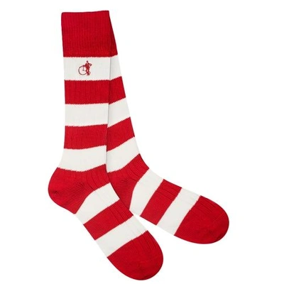 Shop London Sock Company Pitch Side White & Red