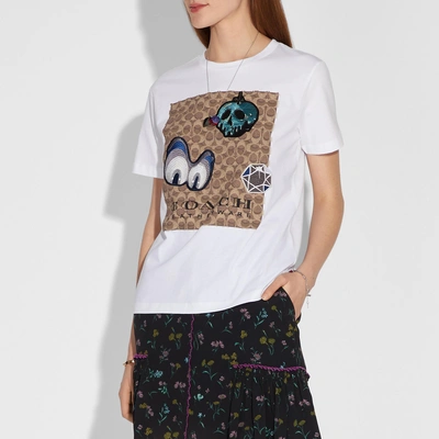 Shop Coach Disney X Charakteristisches T-shirt Mit Aufnähern In White