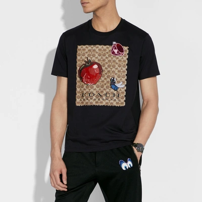 Shop Coach Disney X Signature T-shirt With Patches In Black