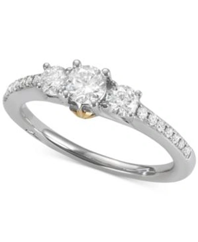 Shop Marchesa Diamond Two-tone Engagement Ring (3/4 Ct. T.w.) In 18k Gold & White Gold