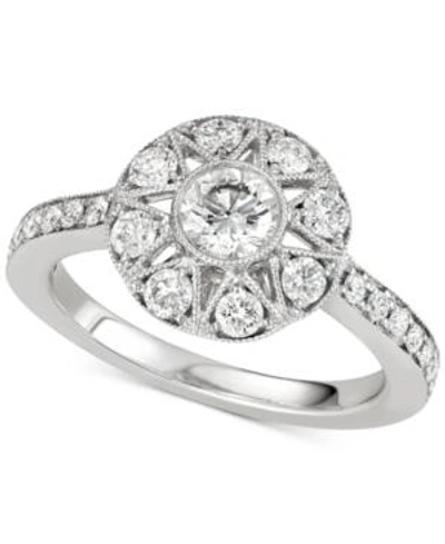 Shop Marchesa Diamond Halo Engagement Ring (1 Ct. T.w.) In 14k White Gold