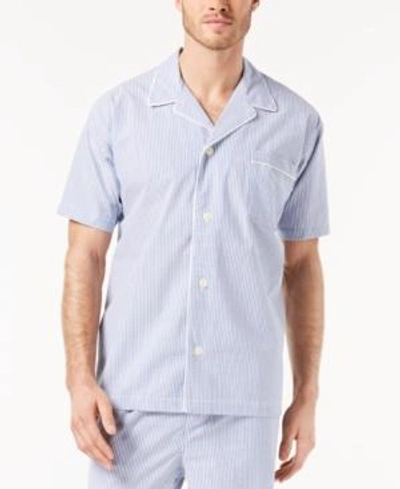 Shop Polo Ralph Lauren Men's Cotton Pajama Shirt In Seersucker Blue