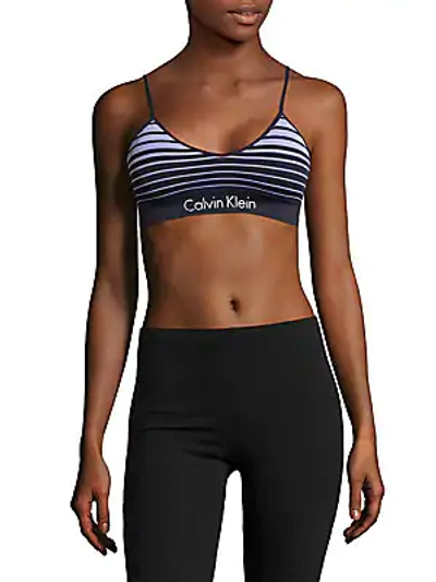 Shop Calvin Klein Horizon Seamless Striped Bralette In Blue Stripe