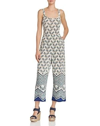 Shop Aqua Floral Print Wide-leg Jumpsuit - 100% Exclusive In Blue