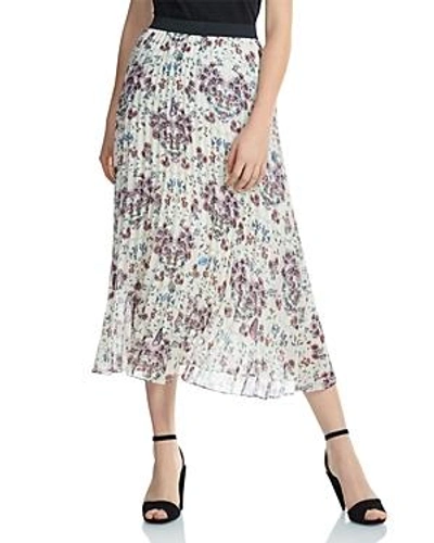 Shop Maje Jimel Pleated Floral-print Midi Skirt In Printed