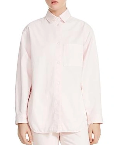 Shop Maje Chilo Button-down Denim Shirt In Pale Pink