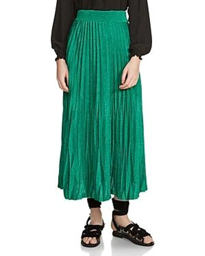 Shop Maje Jupette Pleated Maxi Skirt In Green