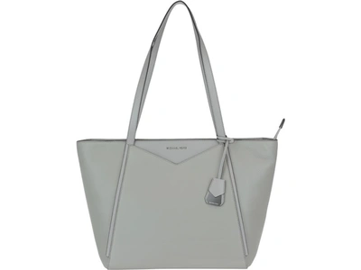 Shop Michael Kors Large Whitney Bag In Pearl Grey