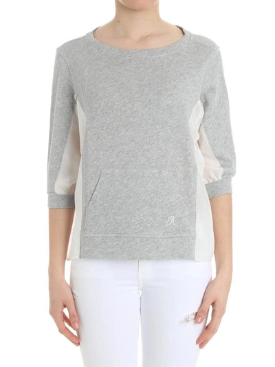 Shop Emporio Armani Silk And Cotton Sweater In Grey - White