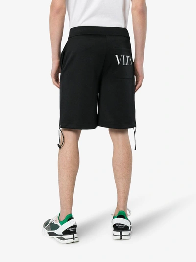 Shop Valentino Vltn Print Cotton Blend Shorts In Black
