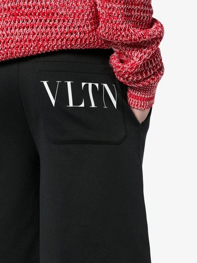 Shop Valentino Vltn Print Cotton Blend Shorts In Black
