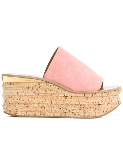 Shop Chloé Platform Flat Open Toe Mules