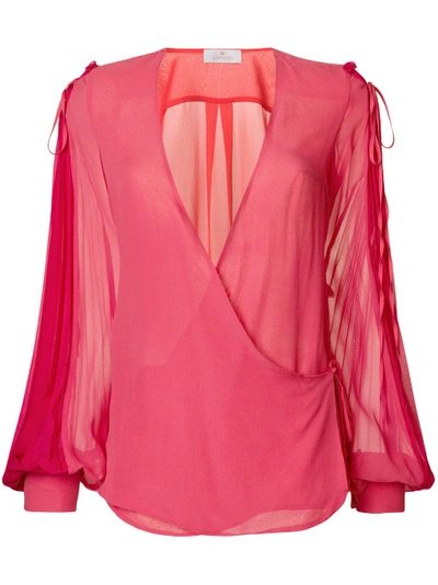 Shop Capucci V-neck Flared Blouse - Pink In Pink & Purple