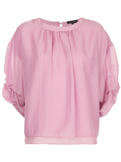 Shop Loveless Ruffle-sleeve Flared Blouse - Pink