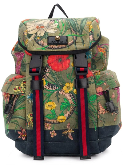 Snake Print Backpack In Green | ModeSens