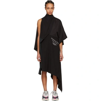 Balenciaga Projection Asymmetric Printed Cotton-jersey Dress In Black |  ModeSens